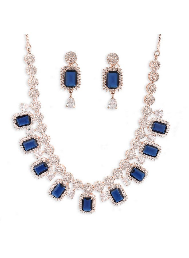 VOYLLA Blue stones rose gold necklace set - Image 1