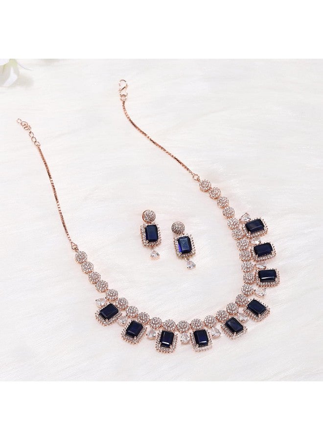 VOYLLA Blue stones rose gold necklace set - Image 5