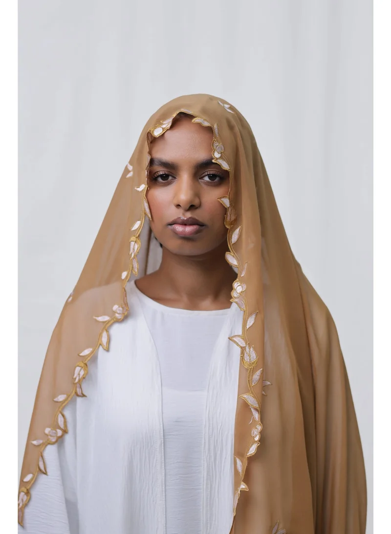 Ophelia Orange Embroidery Hijab – Elegant Embroidered Modest Hijab for Women for Women | Best Price UAE