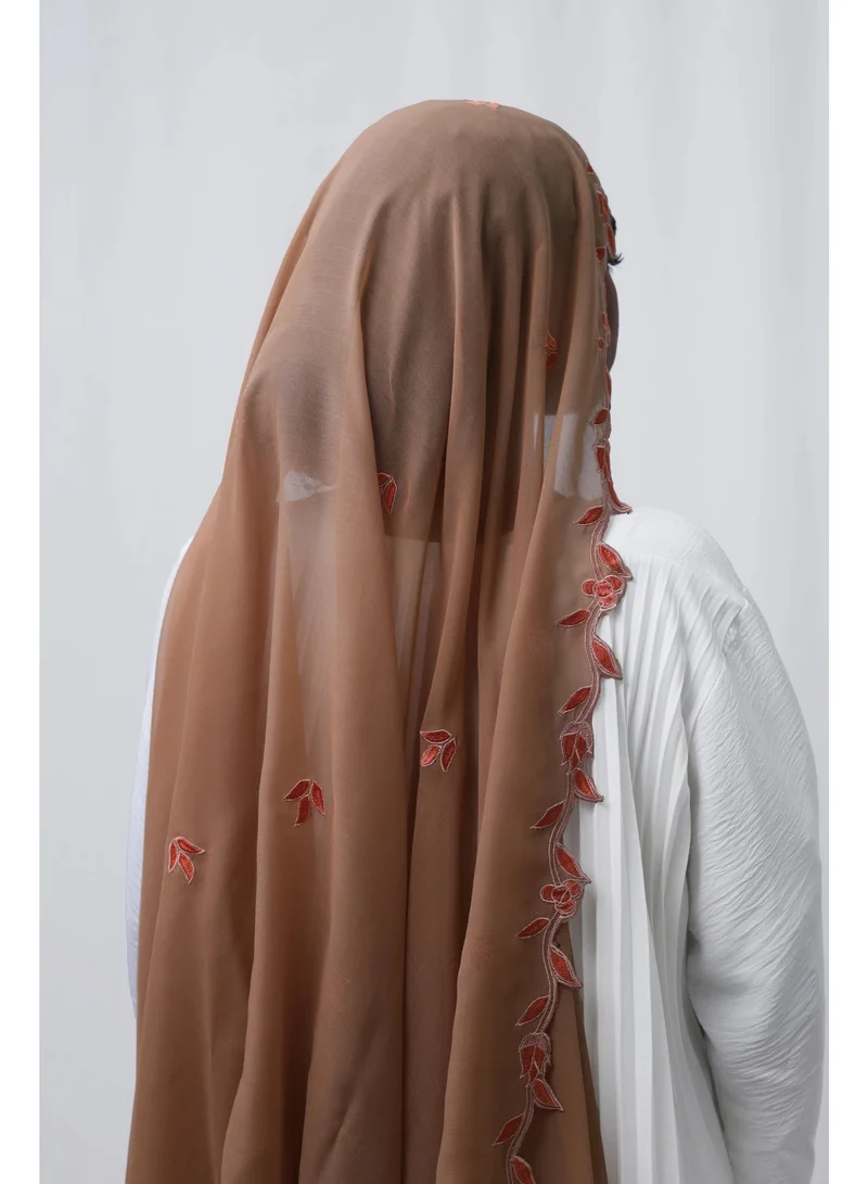 Ophelia Orange Embroidery Hijab – Elegant Embroidered Modest Hijab for Women for Women | Best Price UAE