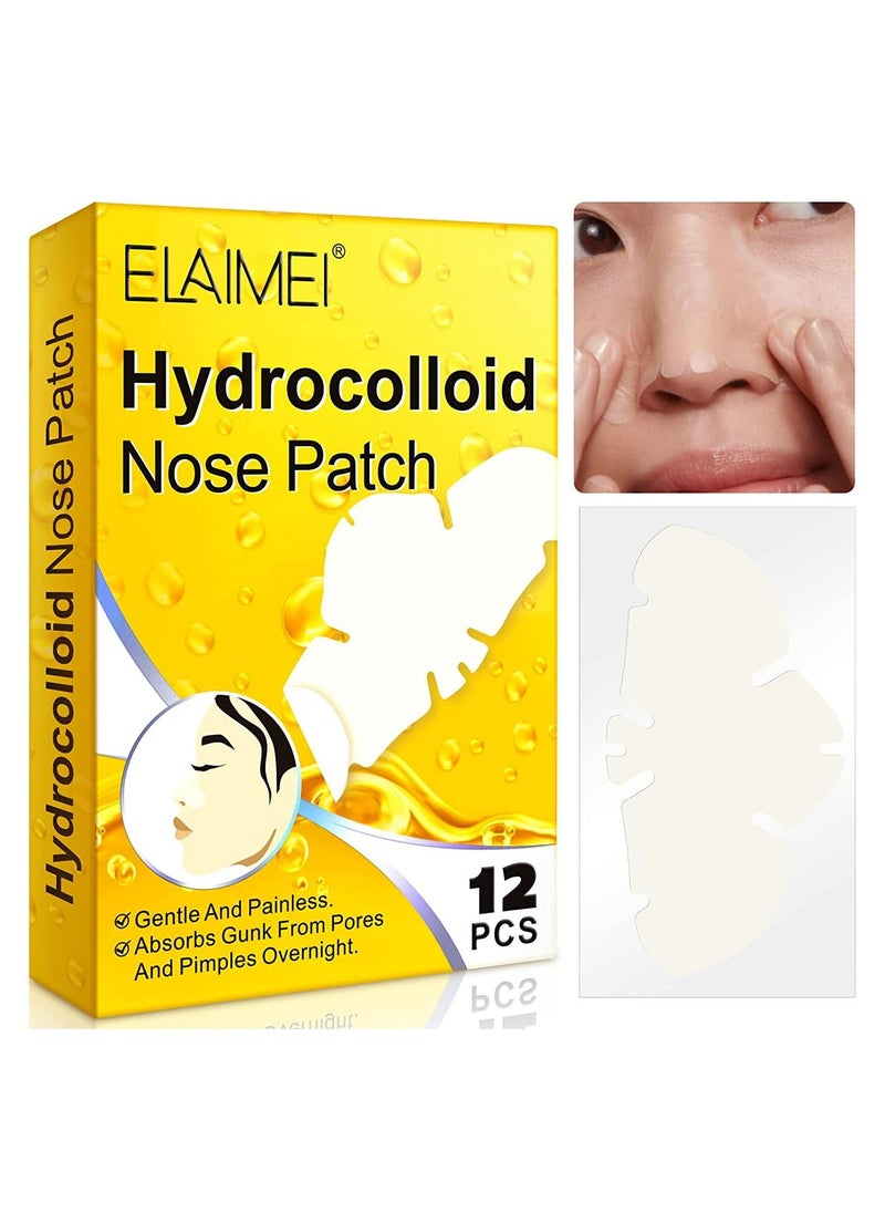 Elaimei - 12 Pcs Hydrocolloid Nose Patch - Cleansing Pore Strip for Nose Pores, Pimples, Zits and Oil - Overnight Pore Strips to Absorb Acne Nose Gunk - Image 1