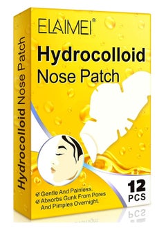 12 Pcs Hydrocolloid Nose Patch - Cleansing Pore Strip for Nose Pores, Pimples, Zits and Oil - Overnight Pore Strips to Absorb Acne Nose Gunk