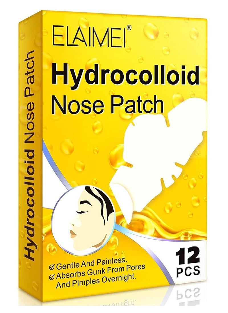 Elaimei - 12 Pcs Hydrocolloid Nose Patch - Cleansing Pore Strip for Nose Pores, Pimples, Zits and Oil - Overnight Pore Strips to Absorb Acne Nose Gunk - Image 1