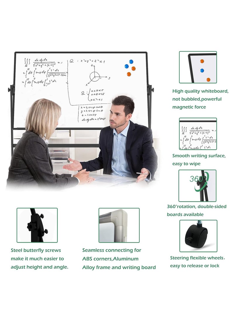 Cool Baby - Large Size Rolling Whiteboard 90 * 120cm - Magnetic Whiteboard with Base - Double Sided Adjustable Height Dry Wipe Board - Mobile with Easel - Suitable for home offices and schools - Image 1