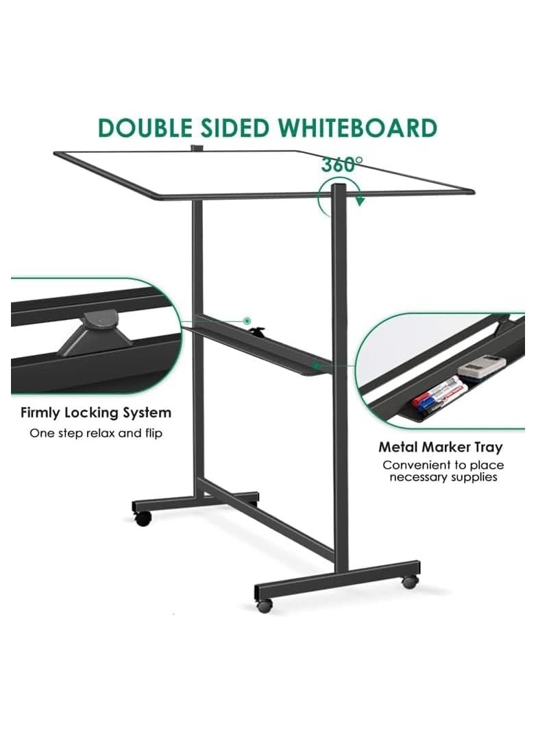 Cool Baby - Large Size Rolling Whiteboard 90 * 120cm - Magnetic Whiteboard with Base - Double Sided Adjustable Height Dry Wipe Board - Mobile with Easel - Suitable for home offices and schools - Image 1