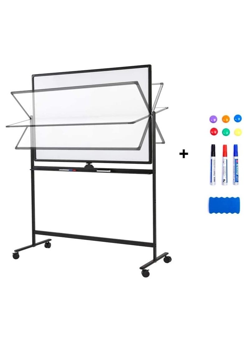 Cool Baby - Large Size Rolling Whiteboard 90 * 120cm - Magnetic Whiteboard with Base - Double Sided Adjustable Height Dry Wipe Board - Mobile with Easel - Suitable for home offices and schools - Image 1