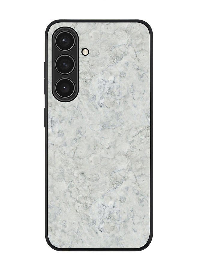 Stylizedd Rugged Black edge case for Samsung Galaxy S24 Plus, Slim fit Soft Case Flexible Anti Drop TPU Gel Thin Cover- Marble Texture White - Image 1