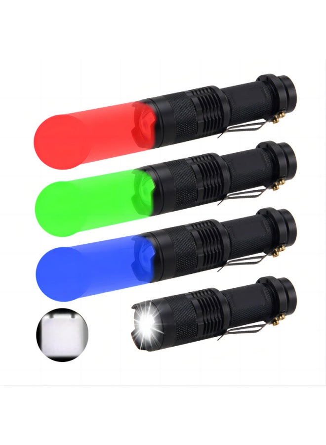 Sk68 Outdoor Mini Zoomable White Red Green Blue Light Handheld Flashlight Fluorescent Agent Light Adjustable Focus Torch-Color:Black Yellow Light Flashlight (batteries Not Included)  - Image 2