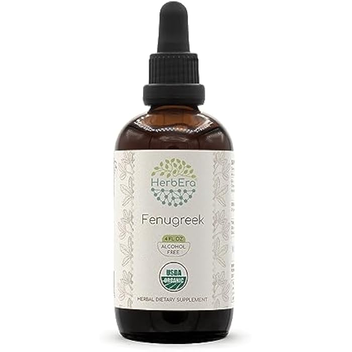 HerbEra Fenugreek B120 USDA Organic Tincture | Alcohol-Free Extract, High-Potency Herbal Drops, Liquid Supplement | Certified Organic Fenugreek (Trigonella foenum-graecum) Dried Fruit (4 oz) - Image 1