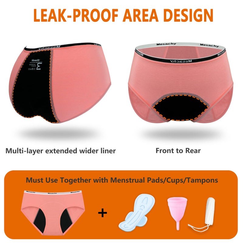 Mesachy Teens Girls Period Underwear Kids Period Panties Menstrual Leakproof Protective Underwear for Teens Cotton Briefs - Image 2