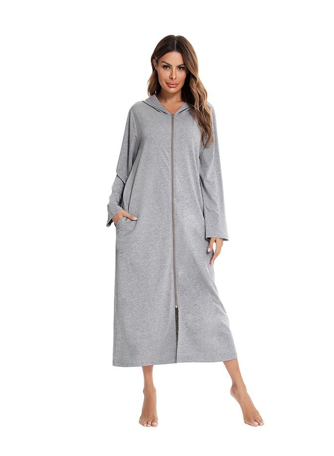 Loquat Fashion Women's Autumn And Winter New Long-sleeved Zipper Home Clothes Hooded Pajamas  - Image 1