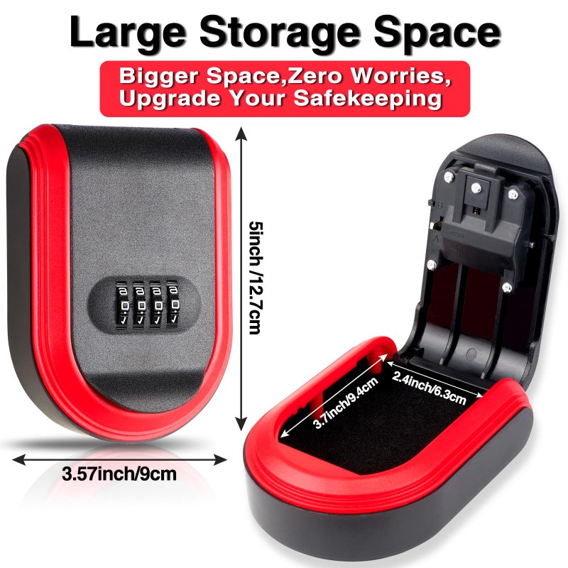 Domthent Magnetic Key Box for Under Car, Lockbox for Keys with Combination Lock, Signal Shield Bag and 5 Strong Magnets, Hide a Key Outside for Vehicle, Home or Office Use (1, RED) - Image 2