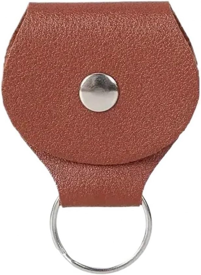 35pcs Guitar Pick Storage Bag, Contains 0.46mm Celluloid Picks Case Keychain Shape(Brown) - Image 1