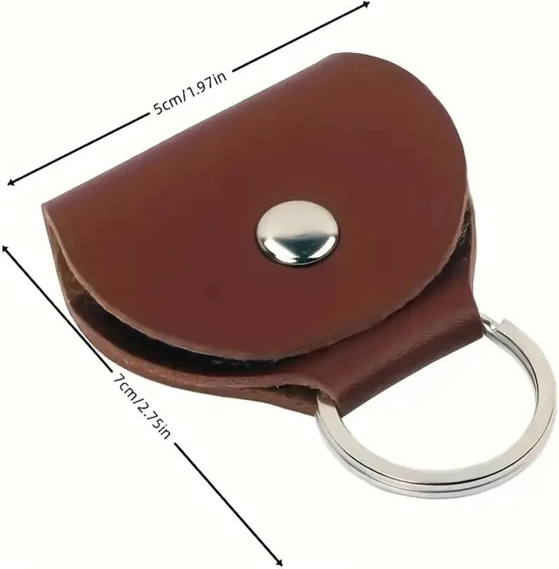 35pcs Guitar Pick Storage Bag, Contains 0.46mm Celluloid Picks Case Keychain Shape(Brown) - Image 3