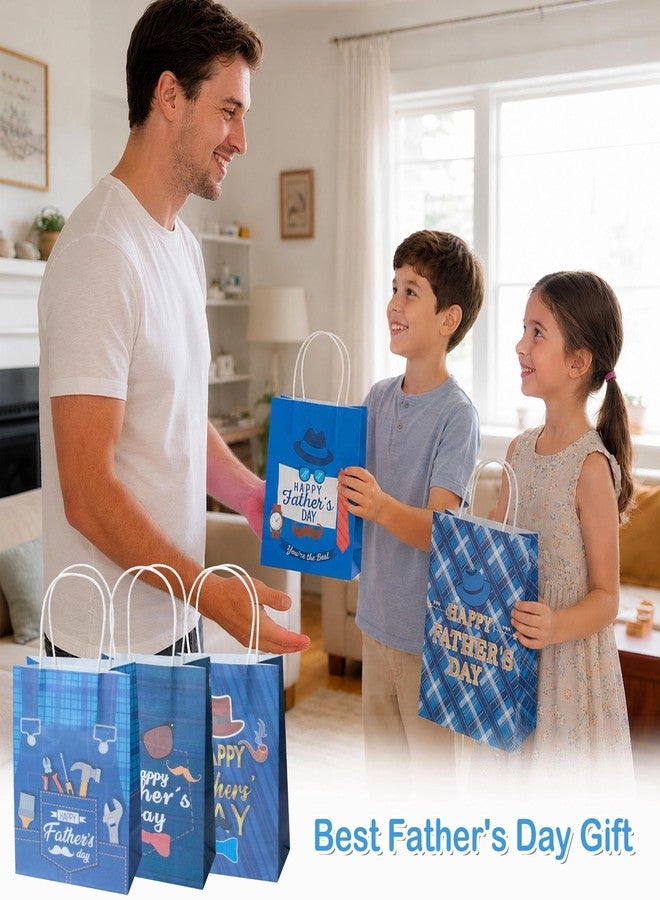 ٢٤ كيس هدايا لعيد الأب بمقابض، ٣ تصاميم فريدة ورائعة، أكياس هدايا مزخرفة بالجملة لعيد الأب، مثالية لتغليف الهدايا والحلويات وهدايا حفلات عيد الأب، ولوازم الاحتفالات. - Image 4