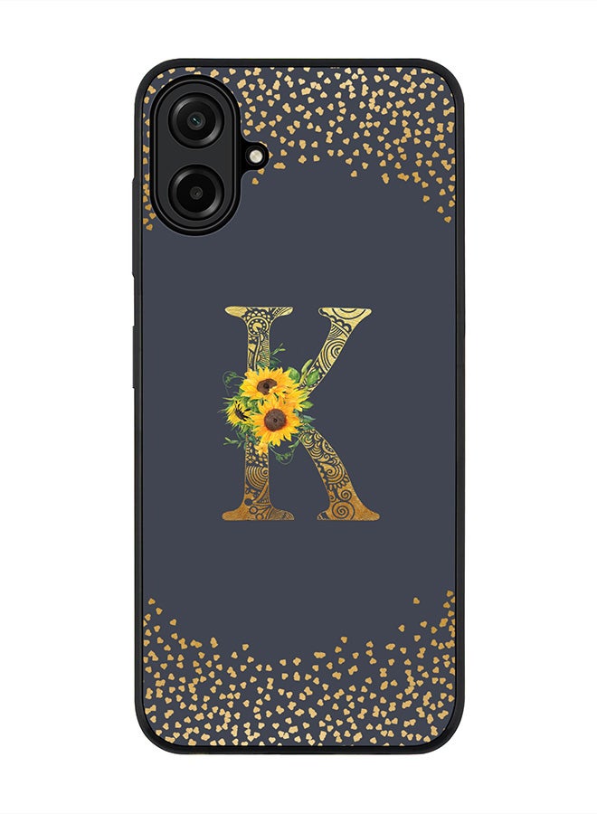 Stylizedd For Samsung Galaxy A07 4G Case,Slim fit Camera Protection, Shockproof Thin Phone cover  - Custom Floral Monogram - K  (Grey )