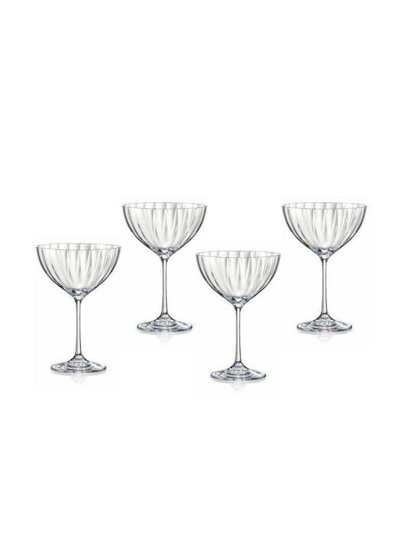 Crystalex Coupette Glass Waterfall 340ml, Crystalline (Pack of 4)