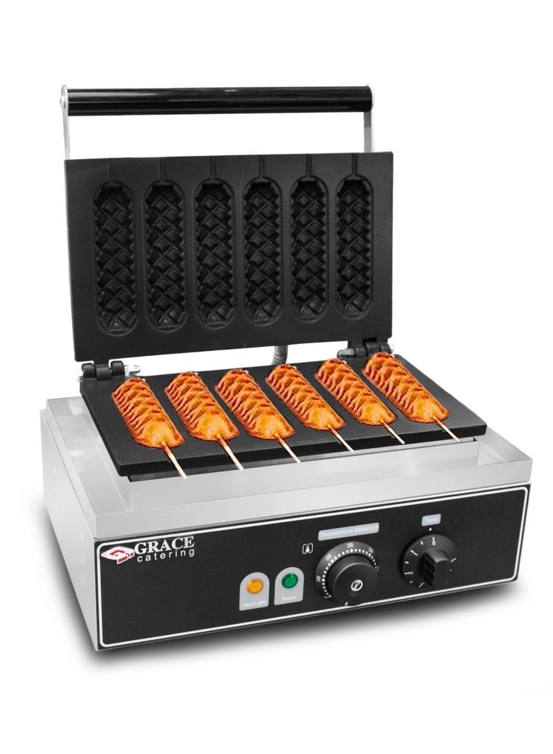 Grace صانع الوافل السجق التجاري 6 قوالب آلة الوافل عصا السجق - Image 1