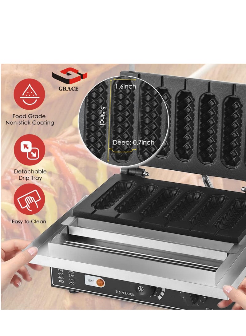 Grace صانع الوافل السجق التجاري 6 قوالب آلة الوافل عصا السجق - Image 5