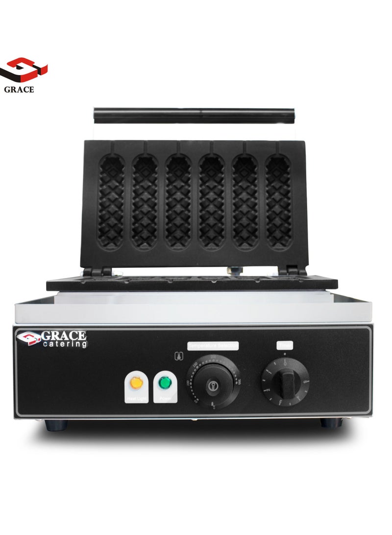 Grace صانع الوافل السجق التجاري 6 قوالب آلة الوافل عصا السجق - Image 3