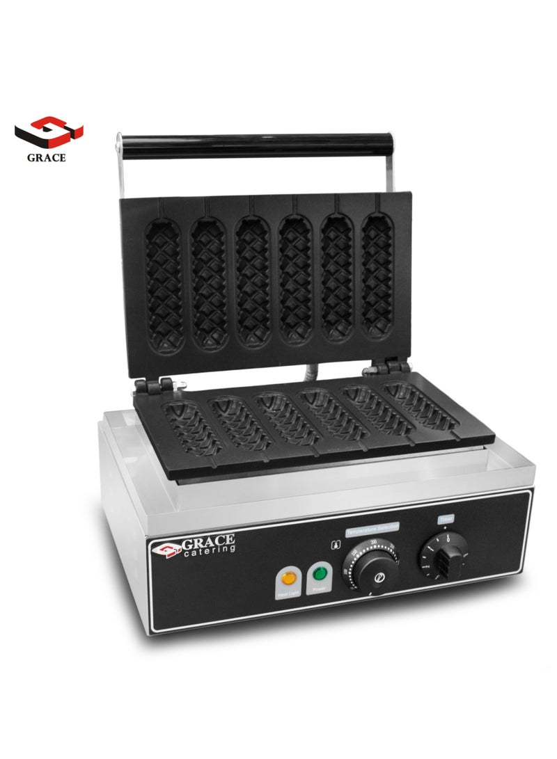 Grace صانع الوافل السجق التجاري 6 قوالب آلة الوافل عصا السجق - Image 4