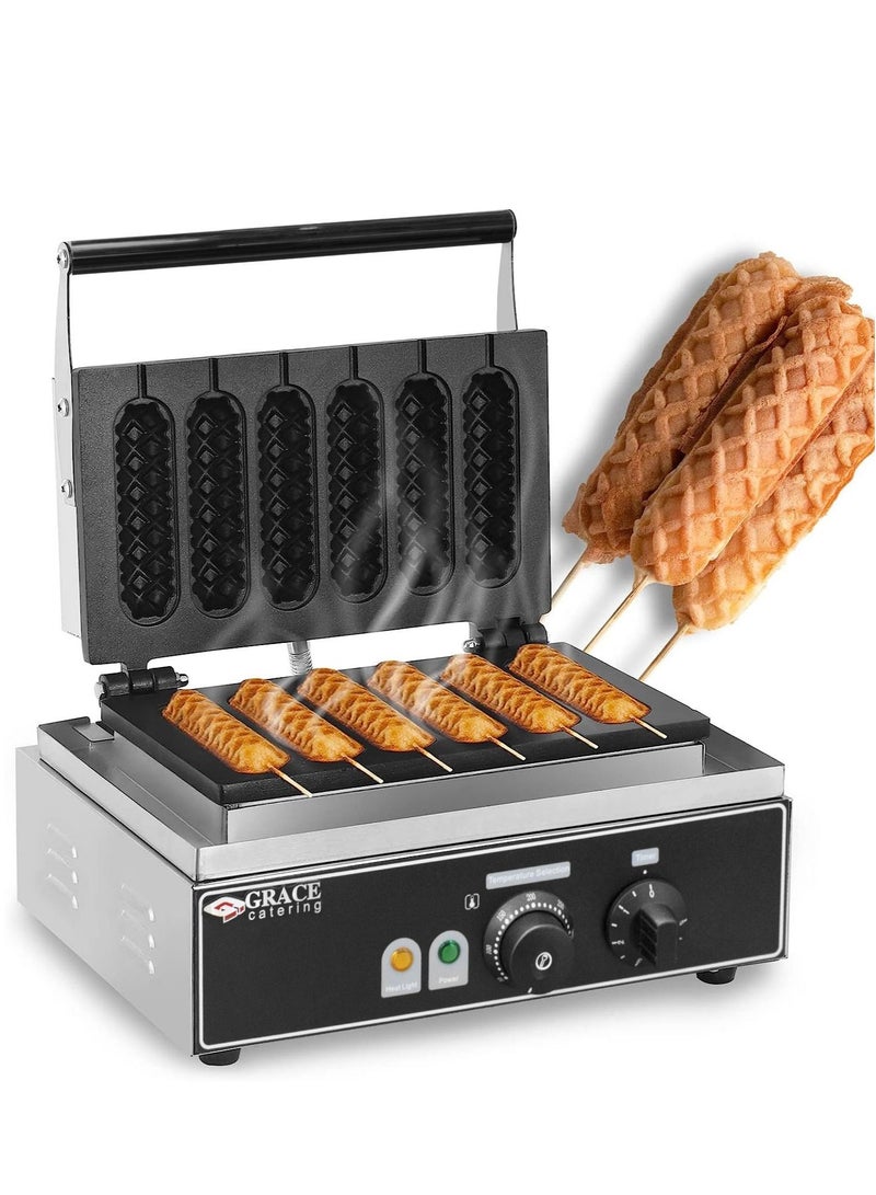 Grace صانع الوافل السجق التجاري 6 قوالب آلة الوافل عصا السجق - Image 2