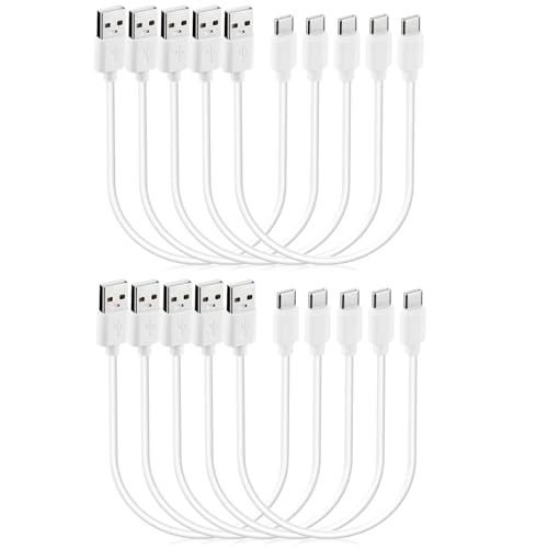 Smays Short 1ft USB C Cable 10-Pack Bulk, USB A to Type C Fast Charging Cord Multipack, White - Image 1