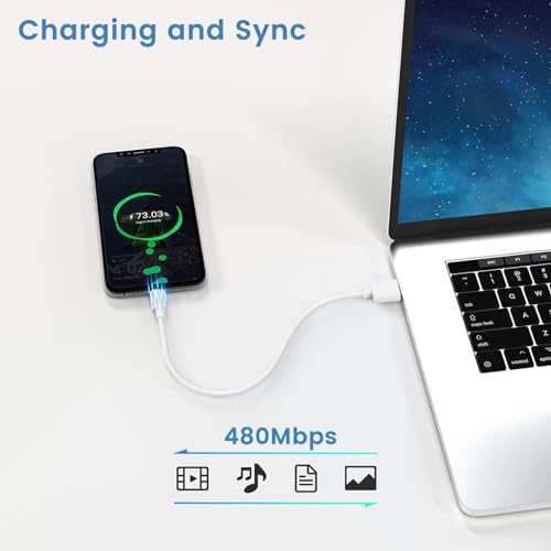 Smays Short 1ft USB C Cable 10-Pack Bulk, USB A to Type C Fast Charging Cord Multipack, White - Image 3