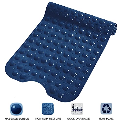 Linoows Bathtub and Shower Mats, Extra Long Non-Slip Bath Tub Mat 39 x 16 Inch, Machine Washable Bathmat with Suction Cups & Drain Holes for Bathroom Floor, Navy Blue - Image 5