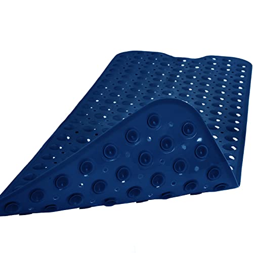 Linoows Bathtub and Shower Mats, Extra Long Non-Slip Bath Tub Mat 39 x 16 Inch, Machine Washable Bathmat with Suction Cups & Drain Holes for Bathroom Floor, Navy Blue - Image 2
