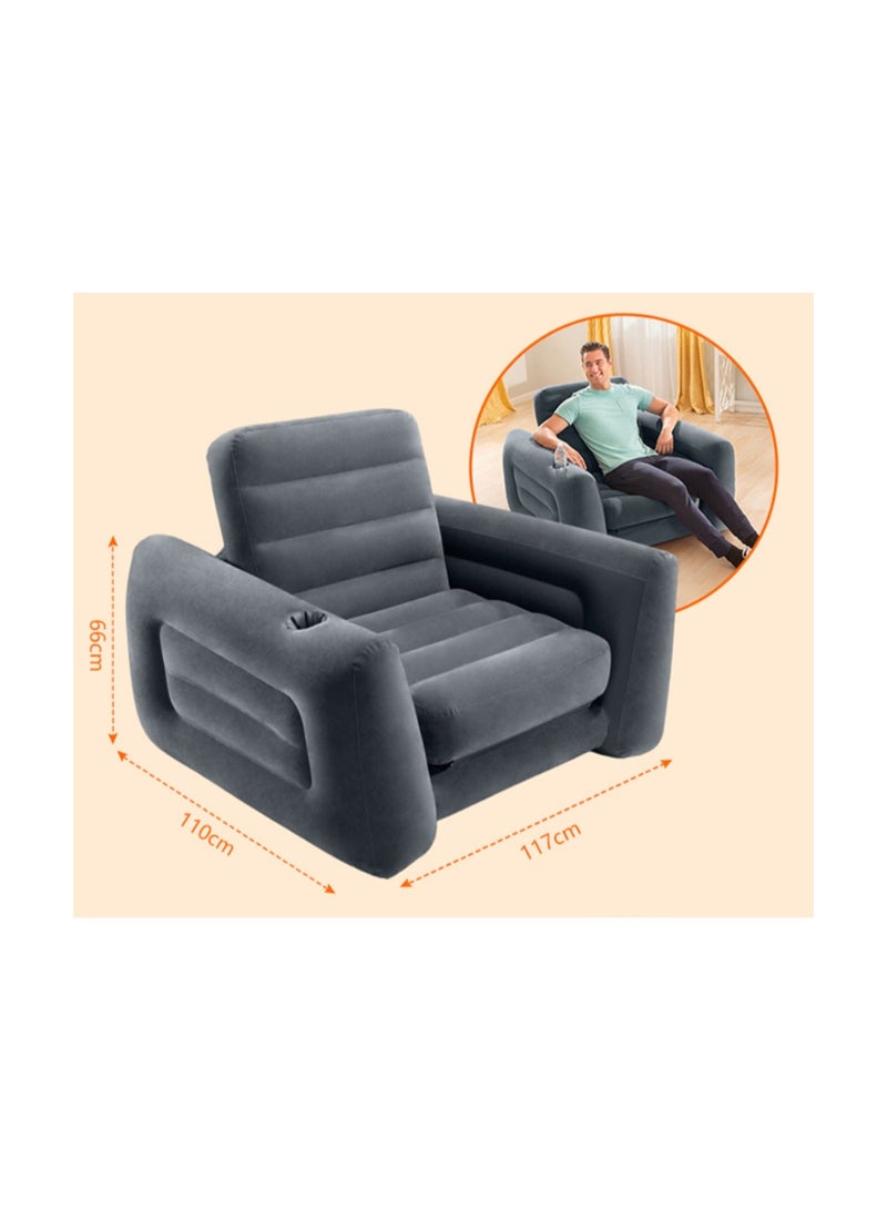 INTEX Living Room Rolled Arm Style Inflatable Pull-Out Sofa 117x224x66cm - Image 3