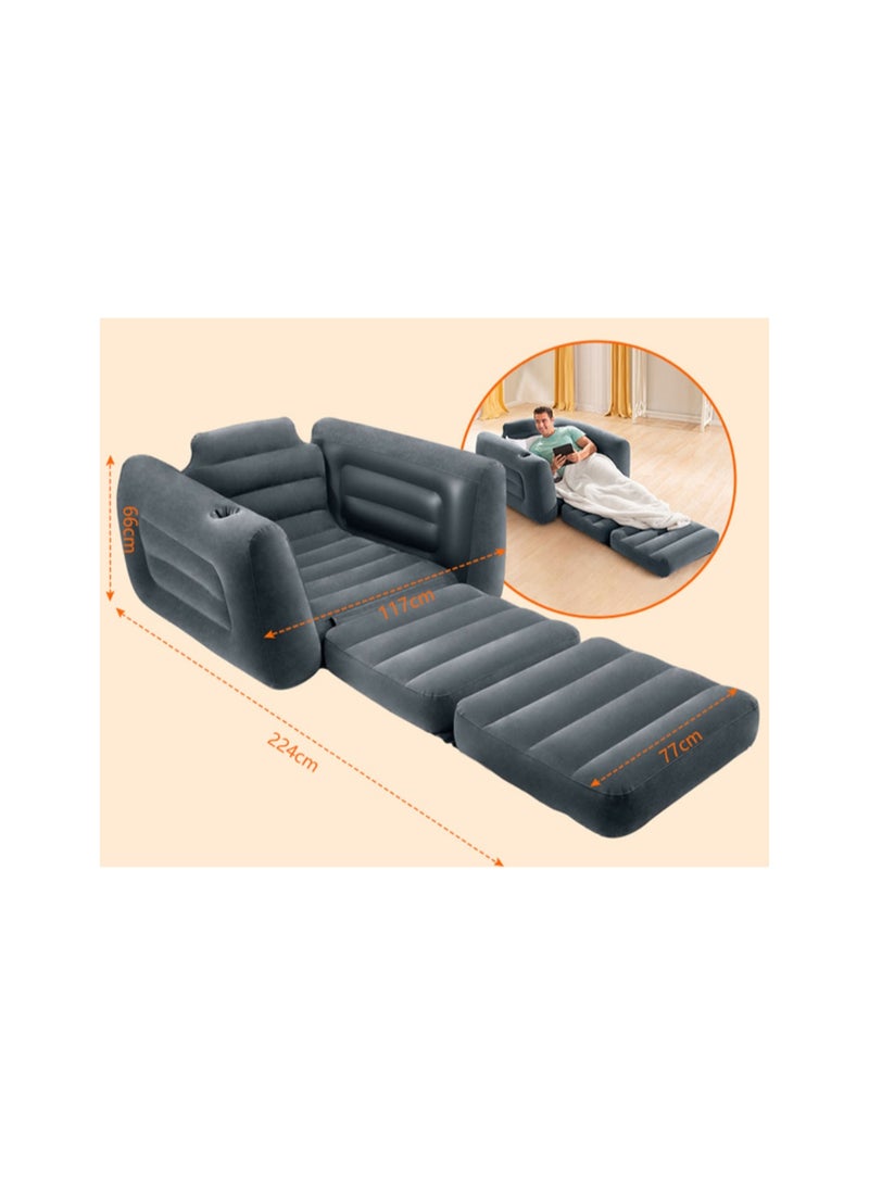 INTEX Living Room Rolled Arm Style Inflatable Pull-Out Sofa 117x224x66cm - Image 4