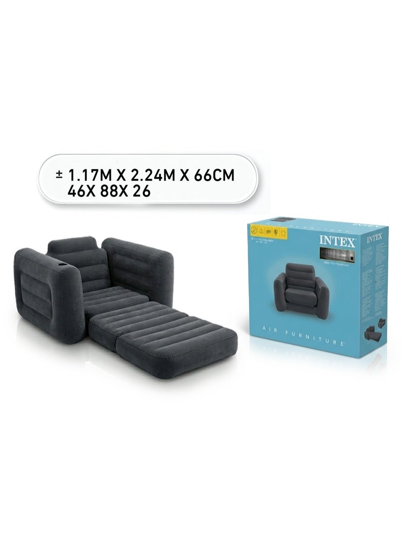INTEX Living Room Rolled Arm Style Inflatable Pull-Out Sofa 117x224x66cm - Image 1