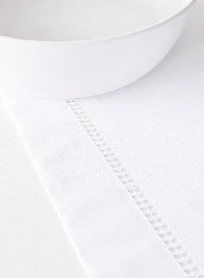 Fennco Styles Classic Solid Color Hemstitch Border Tablecloth for Dining Table, Banquet, Wedding, Family Dinner, 84 x84 Inch, White - Image 3