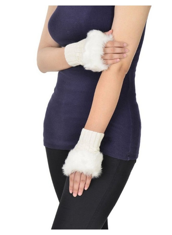 Luwint Led Glow Blink Fur Fingerless Knit Gloves - Funny Light Up Mitten For Party Christmas Halloween Costume  - Image 5