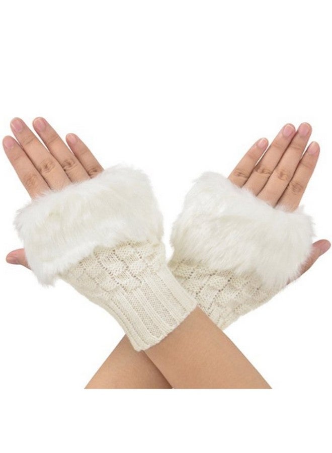 Luwint Led Glow Blink Fur Fingerless Knit Gloves - Funny Light Up Mitten For Party Christmas Halloween Costume  - Image 4