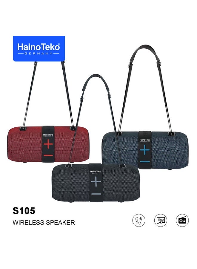 هينو تيكو Haino Teko S105 Portable Wireless Bluetooth Speaker with Power Bank Function – Black | Deep Bass Sound, Long Battery Life, Hands-Free Calling, USB Charging, Perfect for Travel, Outdoor & Indoor Use - Image 1