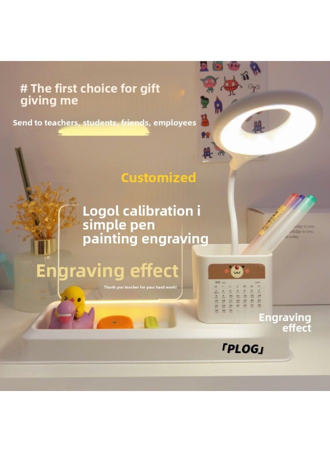 Generic Source Manufacturers Pen Container Nightlight Desk Lamp Acrylic Writing Board Company School Logo Lettering Birthday Gift Items-Specification:Intelligent Voice-activated Desk Lamp: Tao Li Man Tian Xia (with A Pen + Calendar)  - Image 2