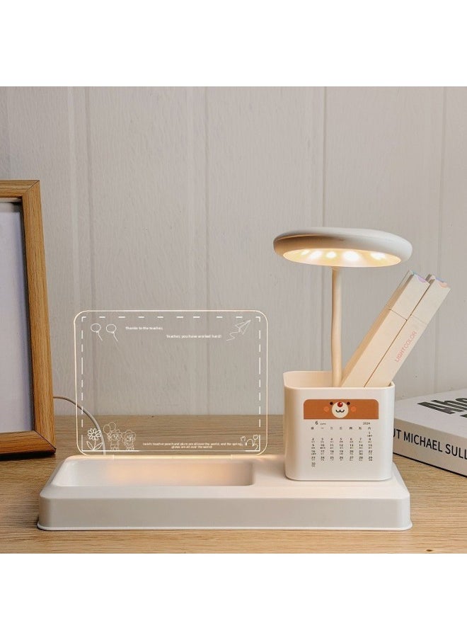Generic Source Manufacturers Pen Container Nightlight Desk Lamp Acrylic Writing Board Company School Logo Lettering Birthday Gift Items-Specification:Intelligent Voice-activated Desk Lamp: Tao Li Man Tian Xia (with A Pen + Calendar)  - Image 1
