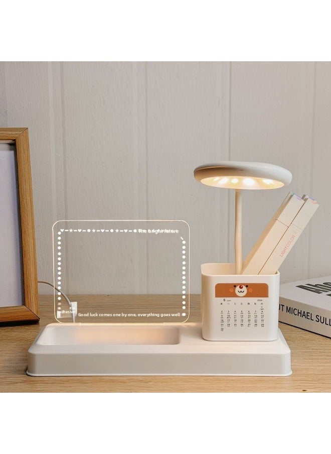 Generic Source Manufacturers Pen Container Nightlight Desk Lamp Acrylic Writing Board Company School Logo Lettering Birthday Gift Items-Specification:Intelligent Voice-activated Desk Lamp: Tao Li Man Tian Xia (with A Pen + Calendar)  - Image 5