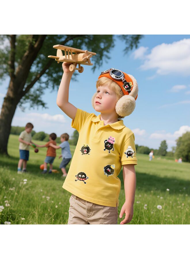 16PCS Funny Black Charcoal Ball Sew-On Patches, Cartoon Embroidery Appliques for Clothes, Hats, Bags, Jeans, Shirts, Dresses - Image 3