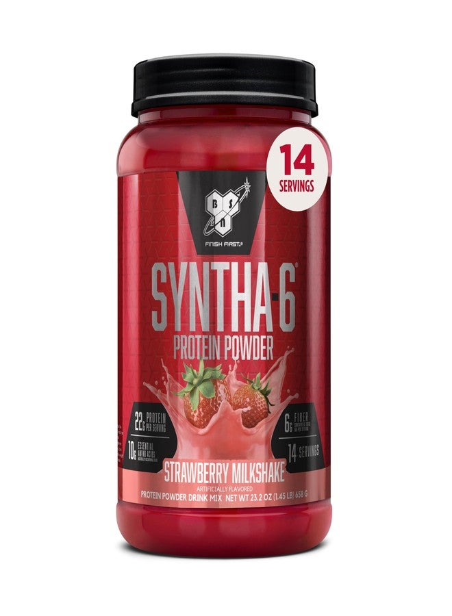 BSN SYNTHA-6 Premium Protein Powder with 6g of Fiber, Whey Isolate, Micellar Casein, Milk Protein Isolate, 6g of Fat, Strawberry Milkshake, 14 Servings, 1.45 Pound (Packaging May Vary) - Image 1