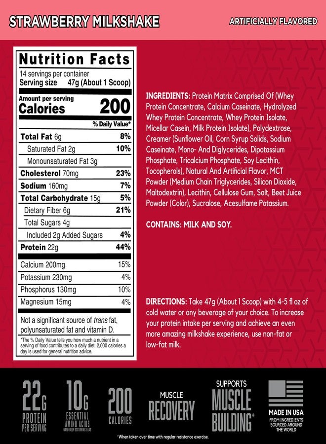 BSN SYNTHA-6 Premium Protein Powder with 6g of Fiber, Whey Isolate, Micellar Casein, Milk Protein Isolate, 6g of Fat, Strawberry Milkshake, 14 Servings, 1.45 Pound (Packaging May Vary) - Image 2