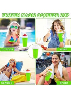 Arabest Slushie Maker Cup,Magic Quick Frozen Smoothies Cup, Cooling Cup, Double Layer Squeeze Slushy Maker Cup, Homemade Milk Shake Ice Cream Maker  (blue）  - Image 3