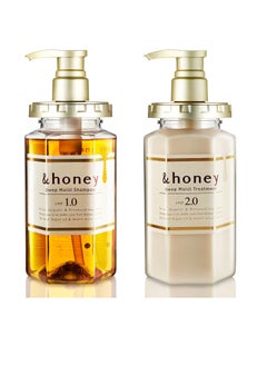 &Honey &honey deep moist shampoo we love oranic &botanicl ing edients our ise is tomake your hair natura & mast the finest argan oil & honey selected - Shampoo & Conditioner Set  - Image 1