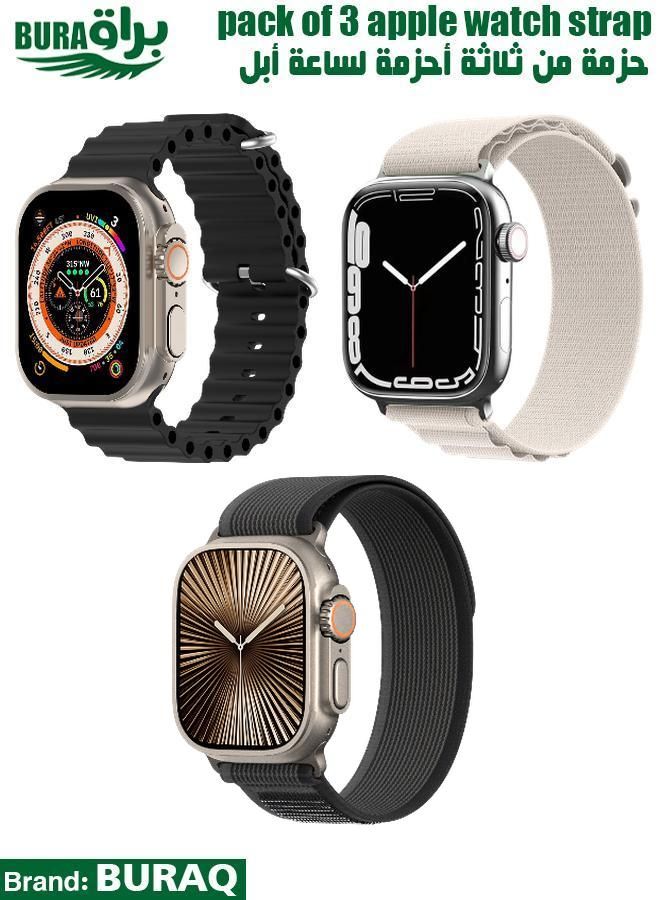 BURAQ Apple Watch Band Strap For Apple Watch Ultra 2/Ultra 49mm, Series 10 46mm, 9/8/7 45mm, SE2/SE/6/5/4 44mm, 3/2/1 42mm