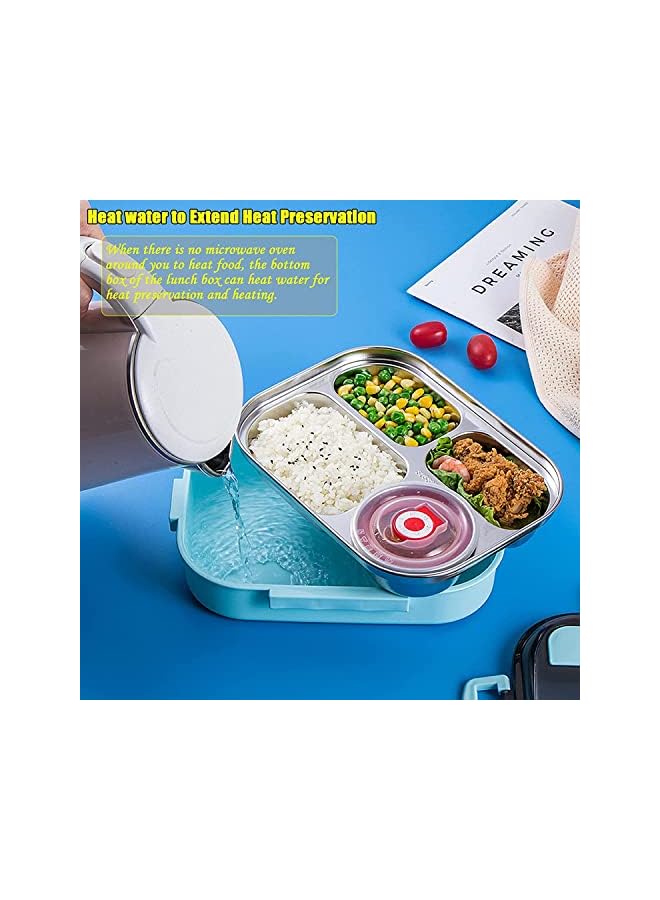 Box With Soup Bowl Necomi Bento Box 304 Stainless Steel With Spoonthermal Insulation Bento Lunch Box 4 Compartments Lunch Container For Adultsfoodsafe Materials And Leakproof Blue