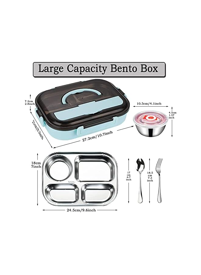 Box With Soup Bowl Necomi Bento Box 304 Stainless Steel With Spoonthermal Insulation Bento Lunch Box 4 Compartments Lunch Container For Adultsfoodsafe Materials And Leakproof Blue