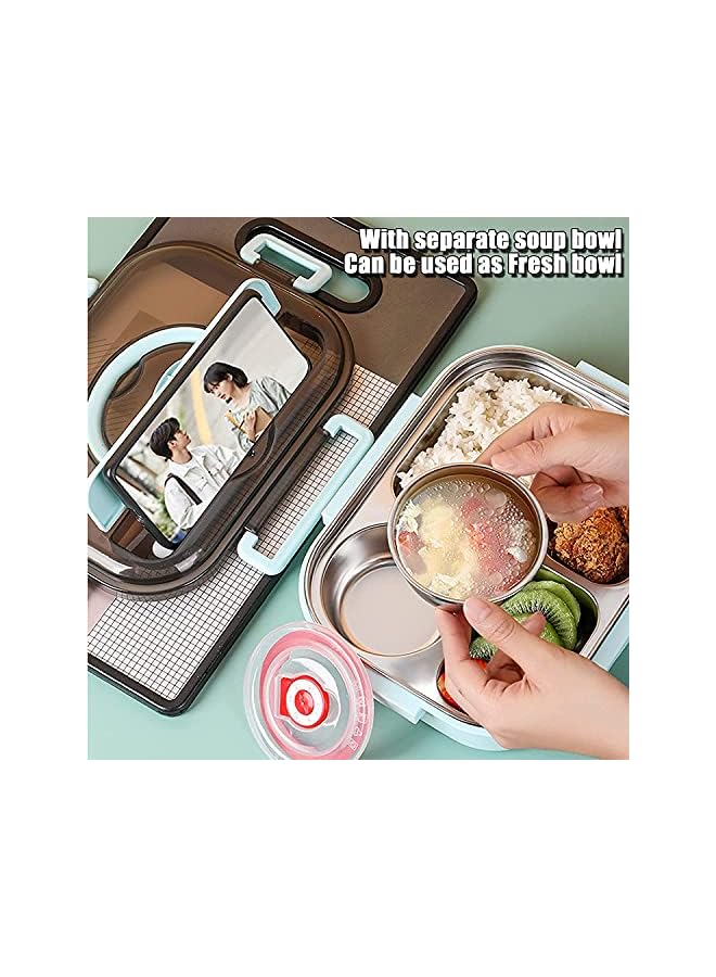 Box With Soup Bowl Necomi Bento Box 304 Stainless Steel With Spoonthermal Insulation Bento Lunch Box 4 Compartments Lunch Container For Adultsfoodsafe Materials And Leakproof Blue