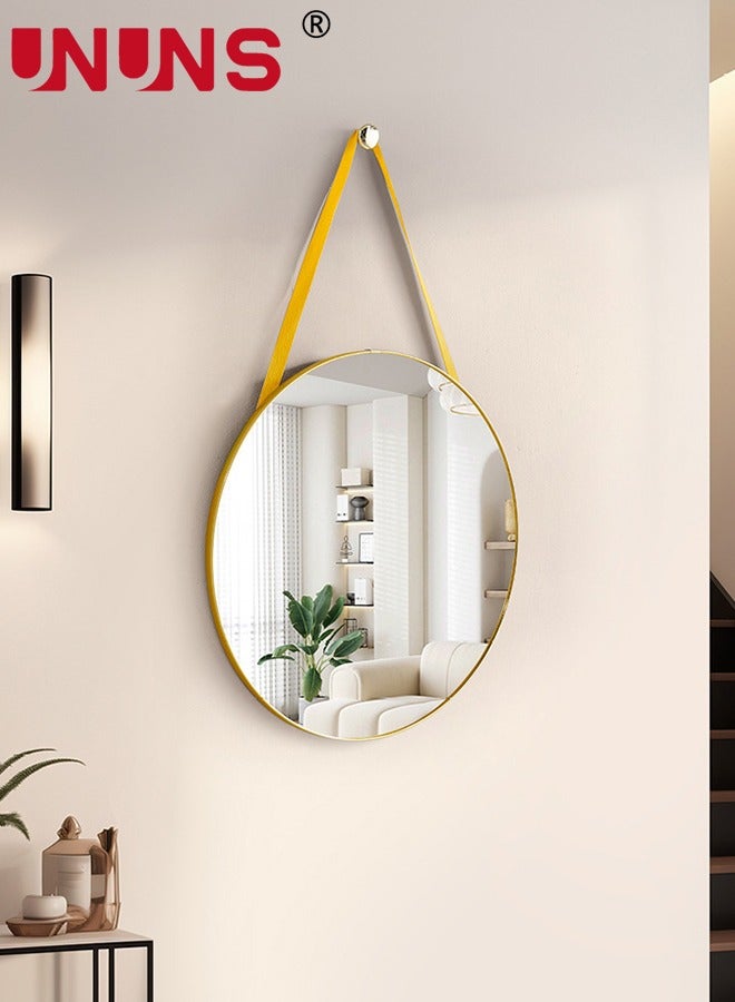 UNUNS Wall Hanging Mirror,Wall Mounted Round Mirror Circle Mirrors,Multiple Hanging Ways Fitting Mirror,Modern Decoration For Bathroom,Vanity,Bedroom,Entryway,Gold,50 cm  - Image 1
